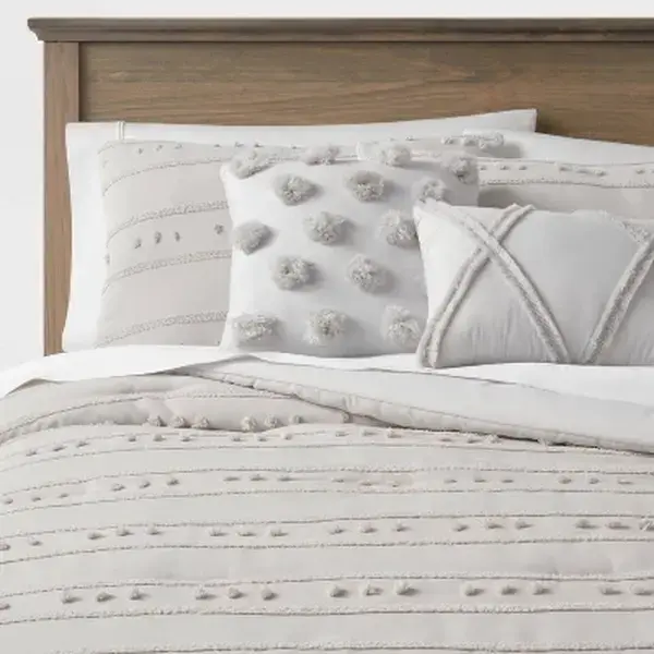 5pc Quinlan Clipped Stripe Dot Comforter Bedding Set - Threshold