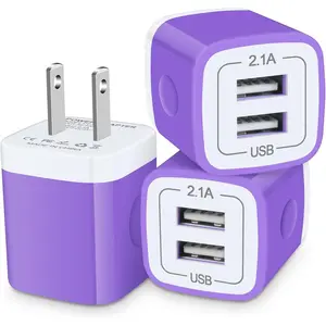 USB Charger Block, Double USB Wall Charger 3-Pack   Block Charger Box Cube Power Brick Plug Adapter Base for  17 16 15 14 13 12 11 Pro Max XS XR X, Galaxy S25 Ultra,Pixel 10