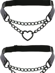 2PC Adjustable Heart Chain Thigh Garters – Stylish & Sexy Leg Belts for Women