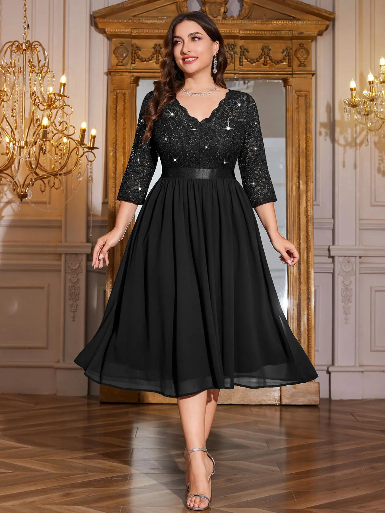 sequin swing dress plus size Roaman's Women's Plus Size Sequin Swing Dress, Size: 18-20, Silver