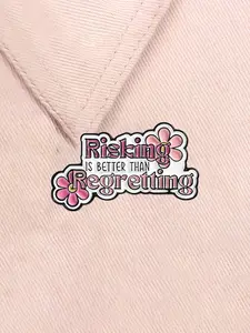 Risking Is Better Than Regretting Enamel Pin Quote Alloy Brooch Classic Simple Collar Fashion Alloy Brooches Lapel Backpack Badge Fashion Jewelry Accessories Gifts for Friends