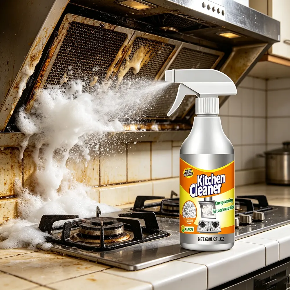 Kitchen Foam Cleaner – Dissolves Heavy Grease on Range Hoods, Stovetops & Ovens, Foaming Spray Clings to Vertical Surfaces, No Drip, No Harsh Fumes