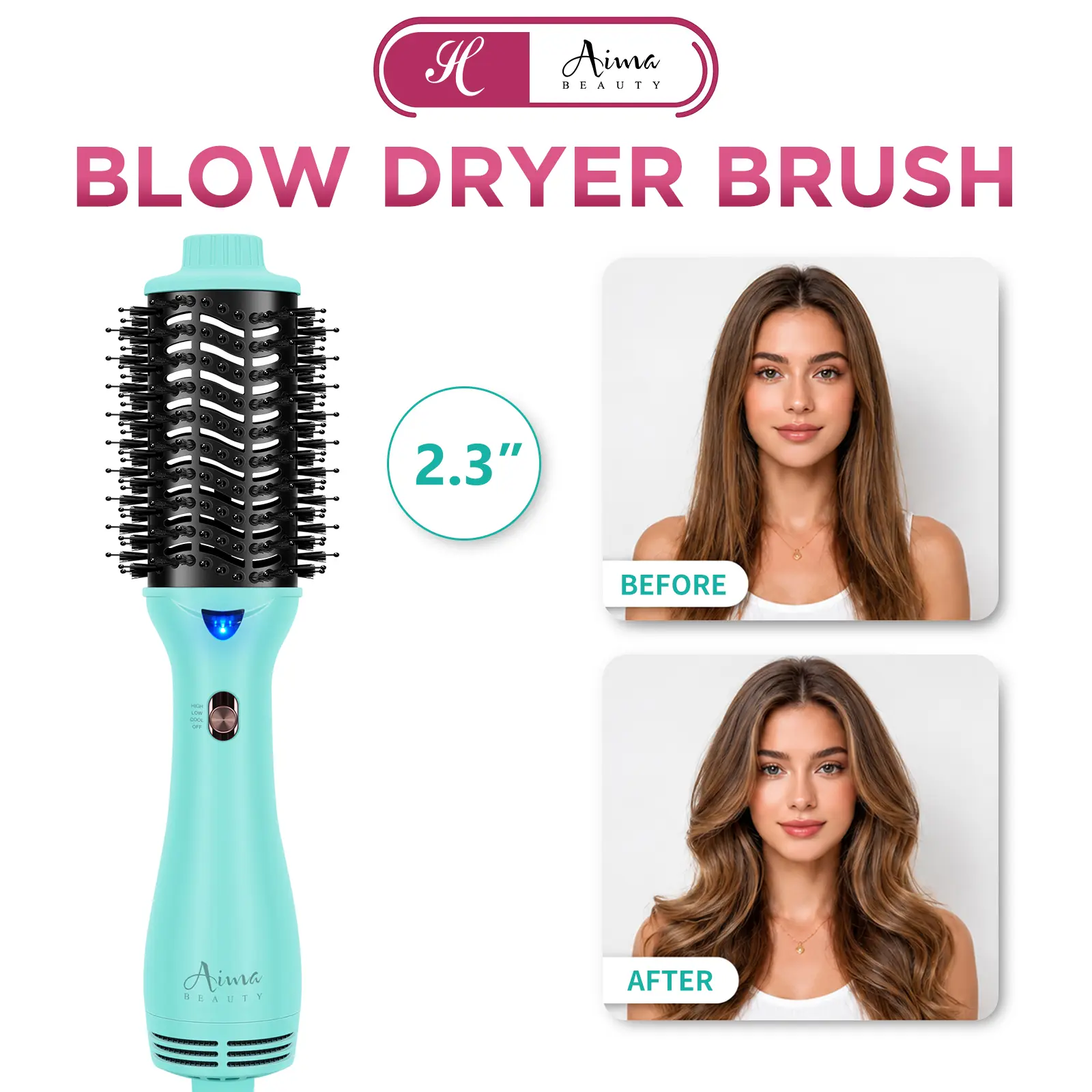 Aima Beauty Hair Dryer Brush,Thermal Brush, Blowout Dryer Brush, Heated Round Brush, Hot Air Brush Curler Straightener Comb Hair Dryers Curling, Drying, Straightening,Universal Voltage Hot Comb #hair tools girly essentials #intimate gifts for women