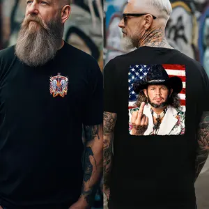 David Allan Coe Rebel Graphic T-Shirt, Outlaw Country Cowboy Tee, American Flag Back Print Shirt, Bold Western Style
