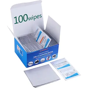 Pre-Moistened Lens Wipes  Screen Wipes for Glasses, Camera,Tablets, Smartphone, Screens and Other Delicate Surfaces,Pack of 100