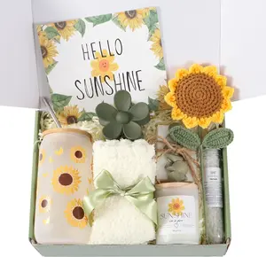 Sunflower Gifts Baskets for Women, Self Care Package Get Well Gift Spa Gift Set for Her, Thinking of You Thank You Gifts, Sunshine Gifts for Women Friends Sister Teacher Mom