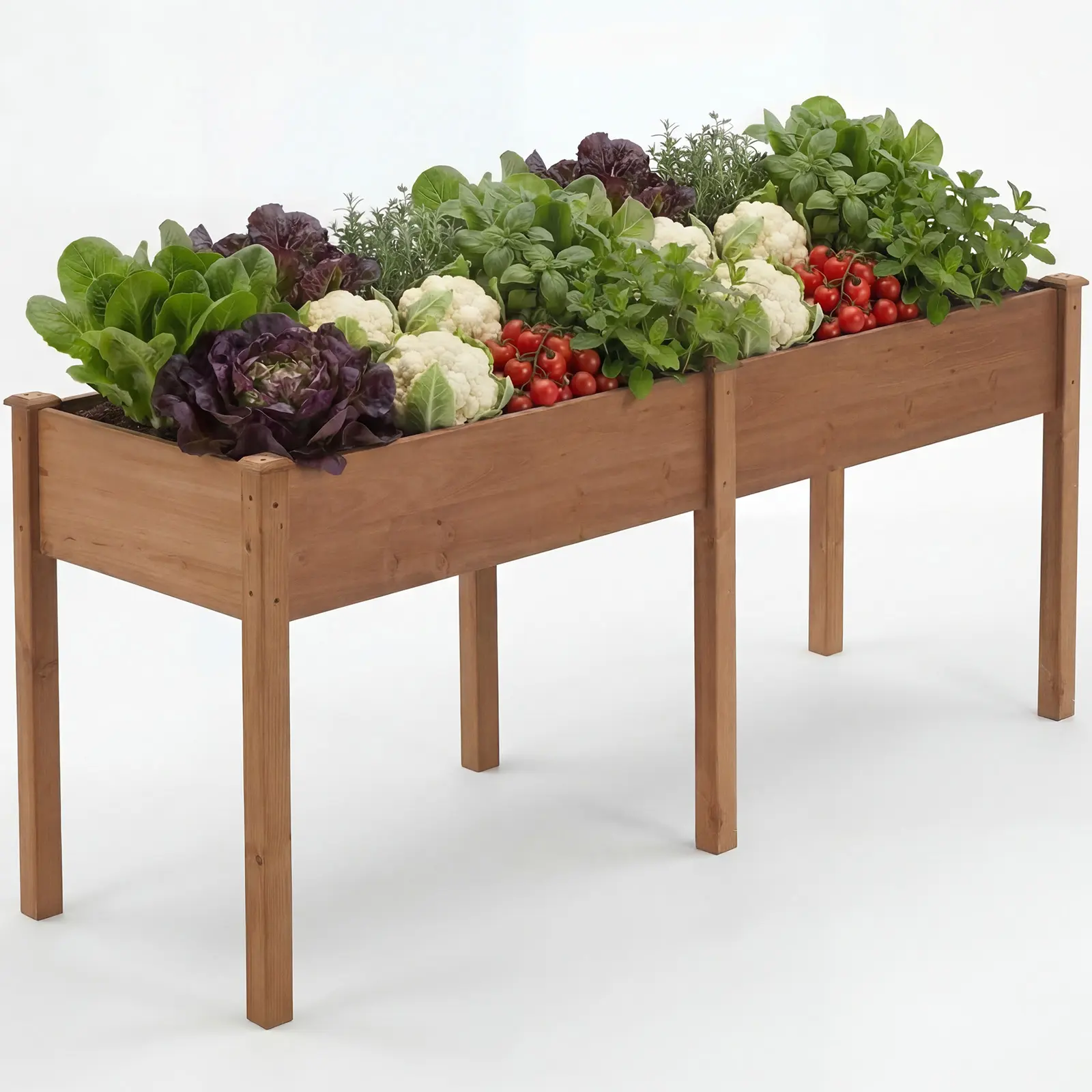 72x23x30 Inch Raised Garden Bed with Legs, 5.3 Cu.Ft Large Capacity Elevated Planter Box, Wooden Outdoor Garden Bed with Liner for Herbs Flowers Vegetables on Patio Balcony