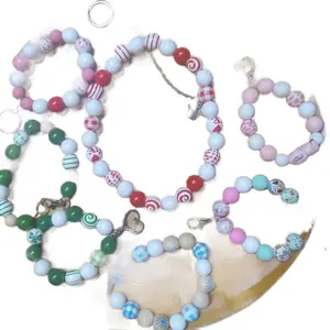 Acrylic & Wood Beaded Wristlet Keychains-colorful beads, charms, chain design for everyday use