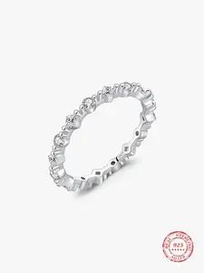 925 Sterling Silver Fashionable Artificial Zircon Decor Ring, Trendy All-match & Exquisite Jewelry for Birthday Gift