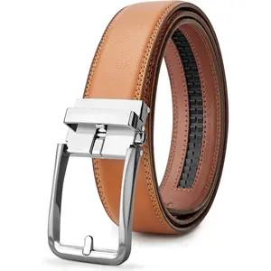 Mens Belt Ratchet Belts Dress Casual Leather Belt for Men With Slide Adjustable Click Buckle Gifts Box