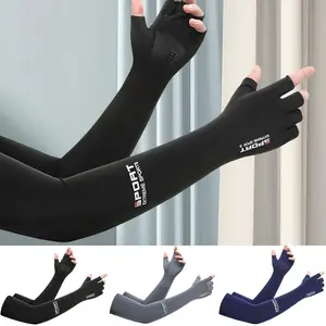 2 Pairs Summer Cooling Arm Sleeves Cover Solid Color Sun Protection Anti Slip Arm Sleeves Great For Running Cycling Basketball