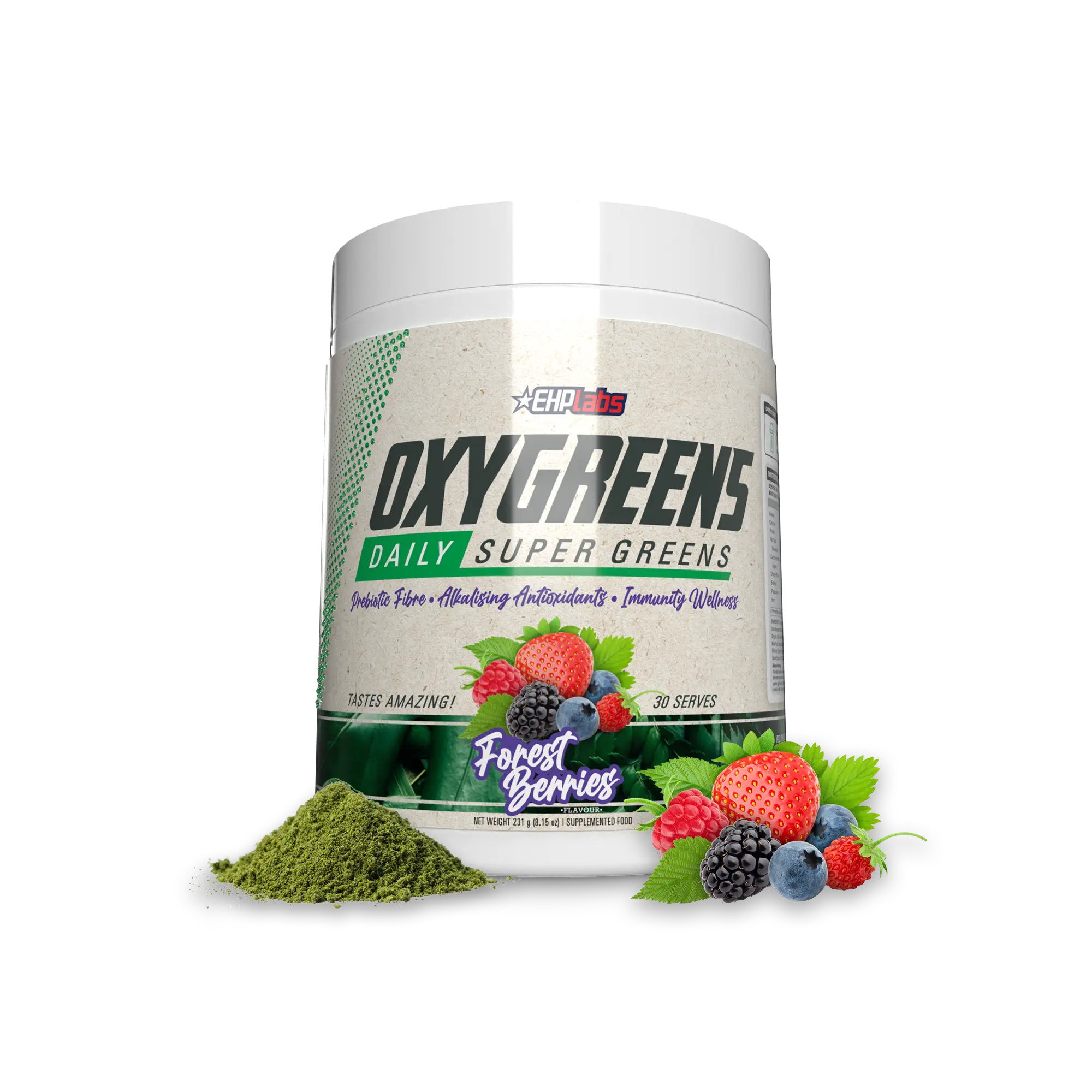 EHPlabs OxyGreens Daily Super Greens Powder - 30 Serves - Gut Cleanse & Digestion Supplement, Organic Fibre, Prebiotics spirulina Edible Dietary Natur