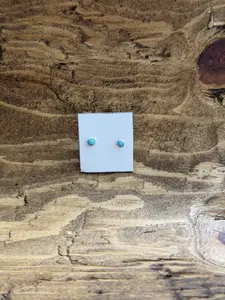 Dainty Genuine Turquoise Stud Earrings – 925 Sterling Silver Western Classic
