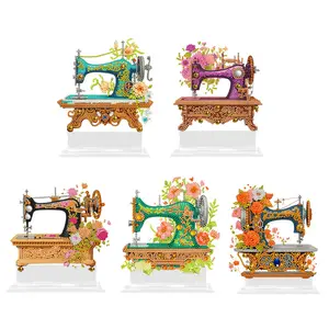 Sewing Machine Diamond Painting Decor, DIY Tabletop Ornament for Craft Rooms, Handmade Gifts and Vintage Style Displays