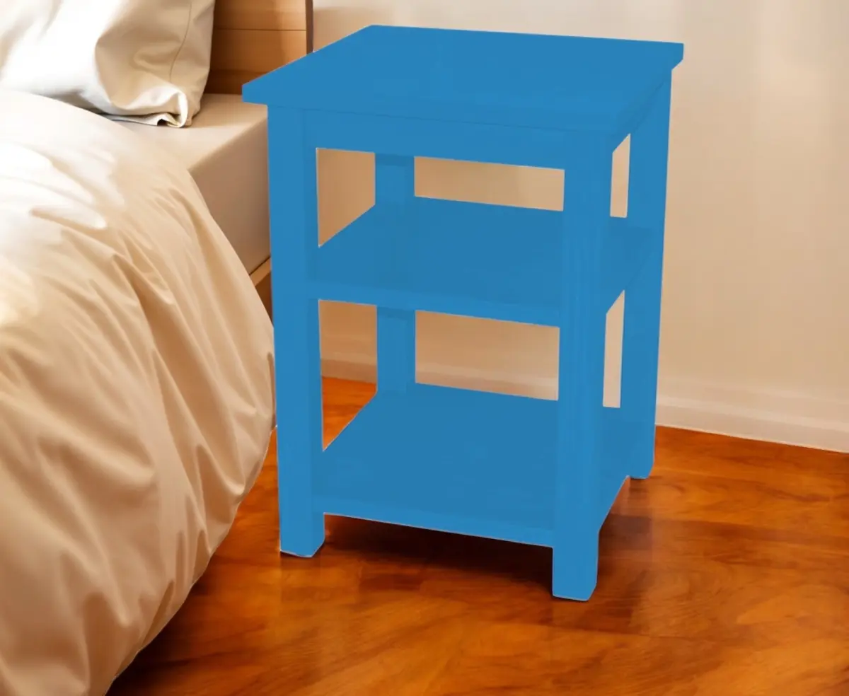 HomeRoots 28 in. Caribbean Blue Solid Wood Nightstand - Bedside Table (Model 548316)