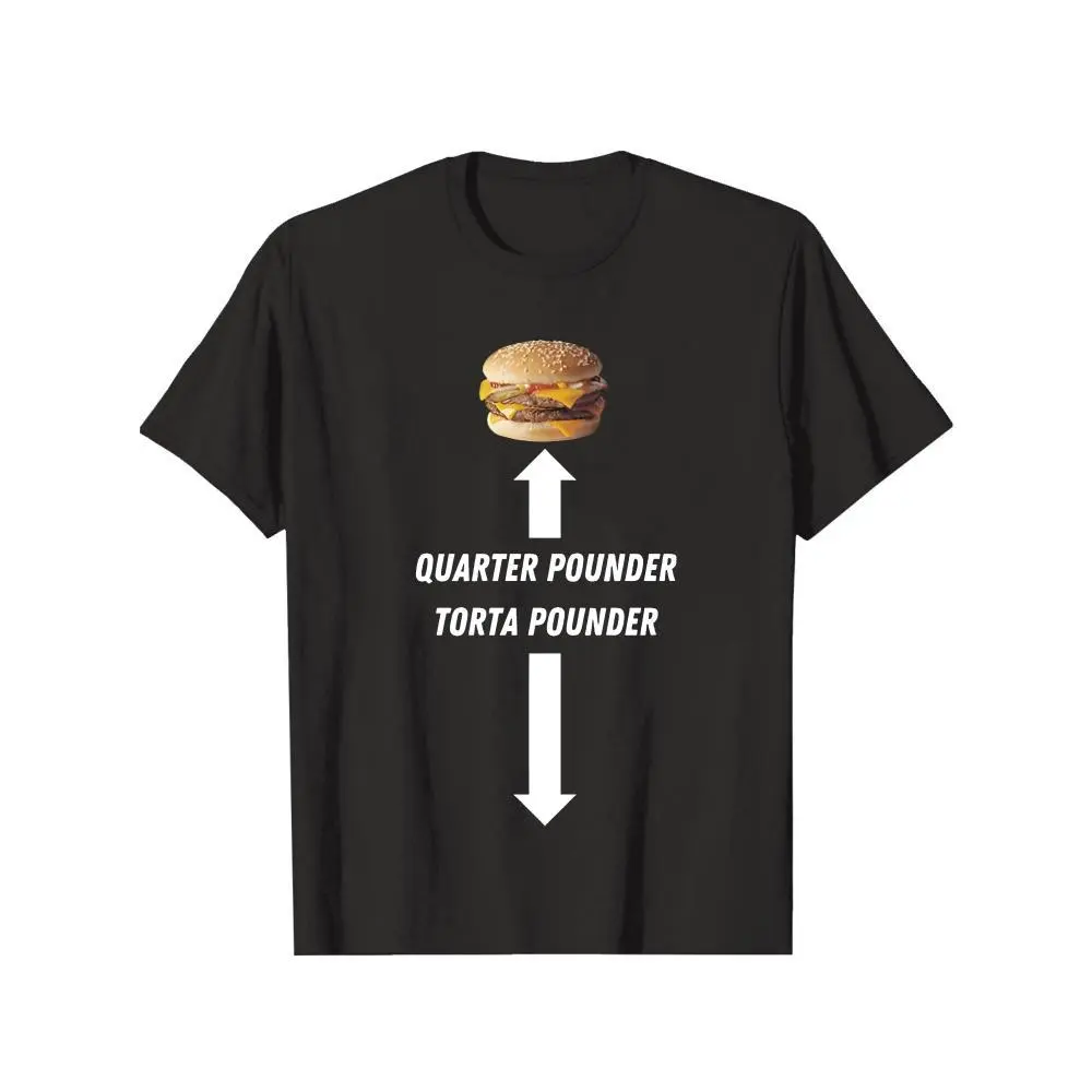 Black T Shirt Quarter Pounder Torta Pounder Burger Graphic Print Casual Wear for Men Women Food Lover Gift Plus Size Casual Geometric T-Shirt Geometric Print Breathable T-Shirt