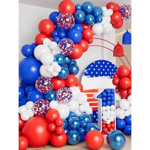 130pcs Red White Blue Balloon Garland Arch Kit, Ideal For July 4th, Memorial Day, Veterans Day, Birthdays, Baseball, Parties, Red White And Blue Decorations, Back To School Valentine Day