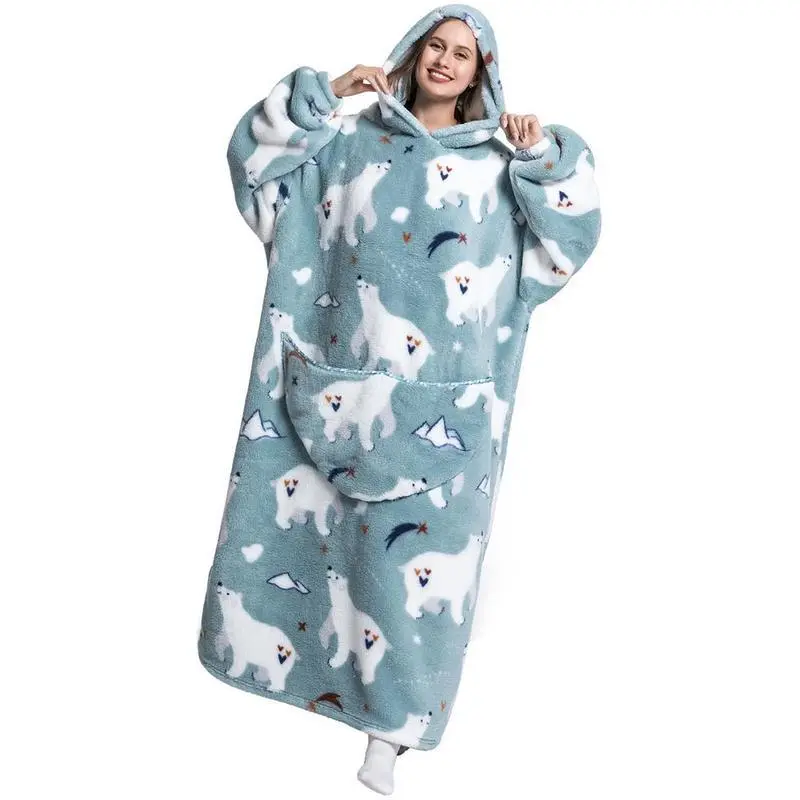 Cute Cartoon Print Hoodie Hooded, 1 Count 320GSM Soft Warm Wearable Blanket Hoodie, Wearable Hooded Blanket, Warm Sherpa Fleece Hoodie Blanket with Pocket for Adult Women & Men, Valentine's Day Gift Cute Cartoon Print Hoodie Hooded, 1 Count 320GSM Soft Warm Wearable Blanket Hoodie, Wearable Hooded Blanket, Warm Sherpa Fleece Hoodie Blanket with Pocket for Adult Women & Men, Valentine's Day Gift