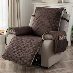 Waterproof Recliner Chair Covers, Non-Slip Durable Adjustable Armchair Protector, Washable Slipcover with Pocket, Elastic Straps for Pets