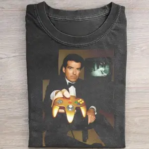 Pierce Brosnan 007 GoldenEye Shirt, James Bond N64 Controller Tee, Vintage 90s Gaming Graphic Shirt, Retro Nintendo 64 Fan Gift