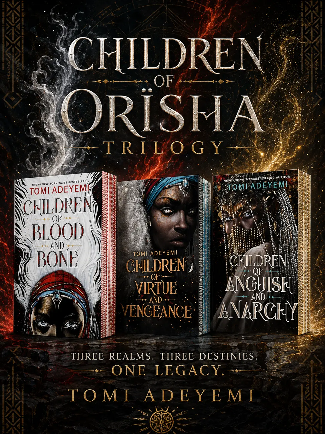 Children of Orisha Trilogy 3-Book Set by Tomi Adeyemi – Blood and Bone, Virtue and Vengeance, Anguish and Anarchy, YA Epic Fantasy Novel Bundle, Magic Rebellion Adventure Series, BookTok English Fiction Gift Collection for Fantasy Readers and Fans US