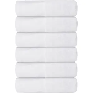 SEISSO 6 Pack Hand Towels, Soft and Absorbent White Hand Towels for Bathroom, 13 x 29 inches Thick Viscose Made from Bamboo Bathroom Hand Towels for Hotel, Home, Hair, Beach, Spa, Salon, White