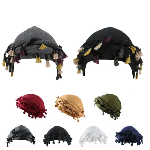 Adjustable Satin Lined Halo Turban for Men & Women - Twisted Tassel Head Wraps, Sleep Cap, Beanies, Turban, Durag - Stylish & Comfortable Hair Protection