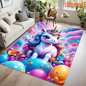 2D flat Indoor/outdoor flannel carpet, machine washable carpet, suitable for home decoration in bedrooms and living rooms, Cartoon Pattern Rug