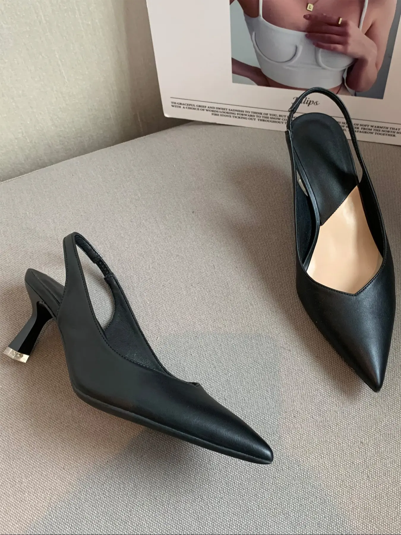 Women's Pointed Toe High Heel Slip-On Shoes Classy Stiletto Heels, Elegant Stilettos, High Heeled Shoes, Elegant Heeled Shoes, Backless Design, Perfect for Work & Daily Wear, Stylish Women's Footwear