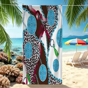 European‑Style Vintage Luxury Multifunctional Beach Towel; Trendy Leopard‑Print Chain‑Patterned Quick‑Dry Pool Towel; Made of Microfiber; Lightweight and Easy to Store; Perfect for a Variety of Summer Activities