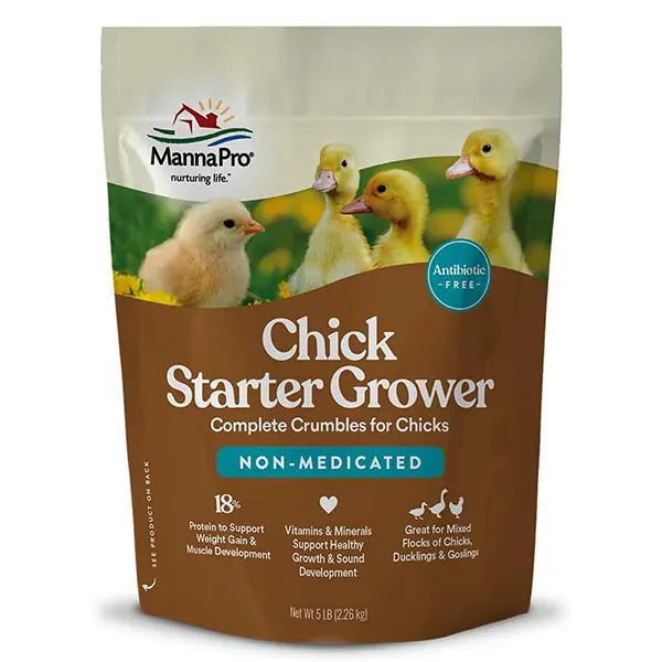 Non-Medicated Chick Starter Feed, Complete Baby Chicken Feed with Vitamins & Minerals, Balanced Nutrition for Healthy Chick Growth, 5 lb Bag