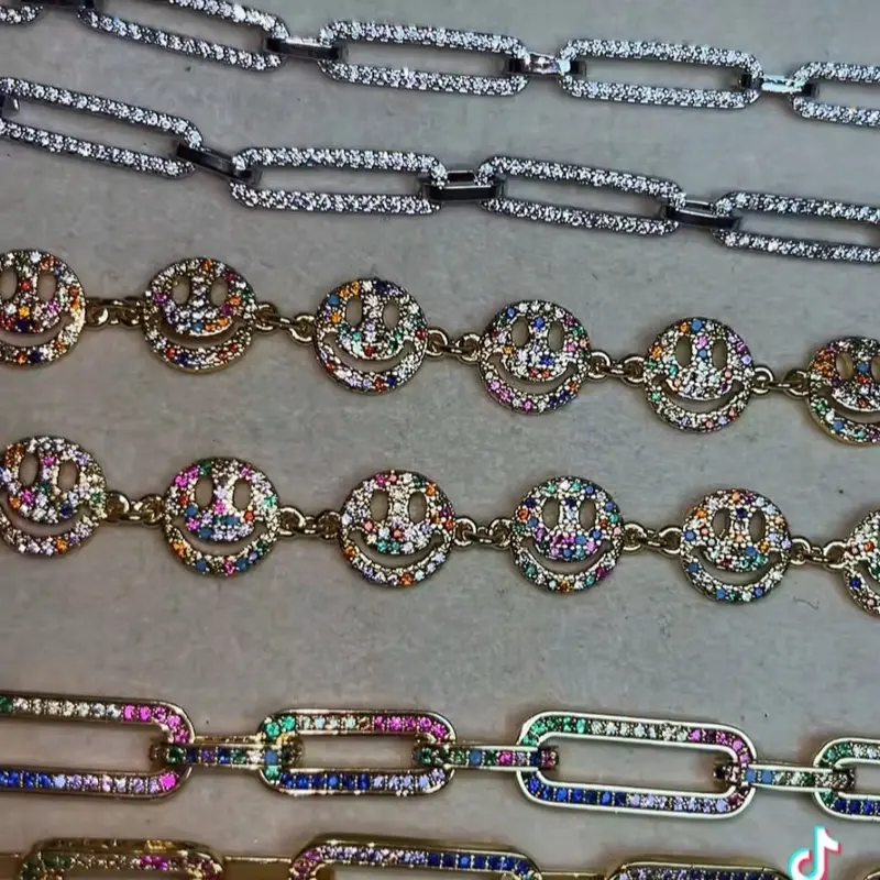Zirconia-Embedded Chain Bracelet or Necklace