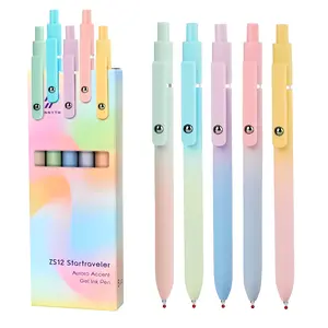 5Pcs0.7mm Quick Dry Black Ink Pens Fine Point Smooth Writing Pens, Cute Office School Supplies Gifts for Women (5 Pcs Gradient-Black Ink)