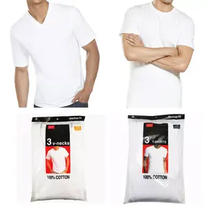 Men's White Cotton Tagless V-Neck T-Shirt Undershirt S-XL - Casual Classic Top Menswear Underwear Tshirt Streetwear