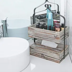 Rustic Torched Wood Counter-Top Shelf
