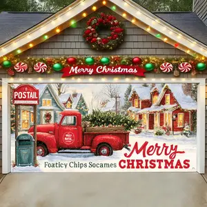 Christmas Garage Door Banner Outdoor Decoration, Yard Sign Banner, Large Fabric Gate Cover, Perfect for Holiday Wall Art, Photo Booths, Weddings, Parties