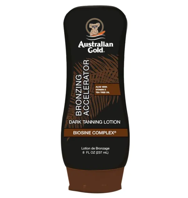 Australian Gold Dark Tanning Accelerator Lotion With Bronzer, 8 Ounce, New Package Same Formula