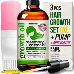 Organic Rosemary Oil For Hair Growth with Castor, Argan, Coconut, Almond, Jojoba, Avocado, Grapeseed, Vitamin E, Lavender & Peppermint for Hair & Scalp Treatment, All Hair Types, Men & Women 8oz