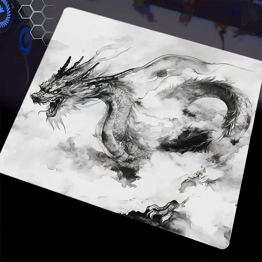 Watercolor Flying Dragon Glass Mouse Pad, Ultra-Smooth Tempered Glass, Artistic Design, Large Size Gaming Mouse Pad, Ideal for Gaming and Office Use, Tempered Glass Mousepad