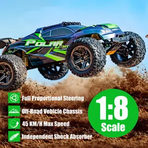 1:8 Scale High Speed Off Road Fast RC Cars for Adult Boys, All Terrain 45KM/H Racing Truck, 2.4Ghz Remote Control, LED Lights, 1 Rechargeable 2600mAh Battery, Birthday Christmas Birthday Party Gifts