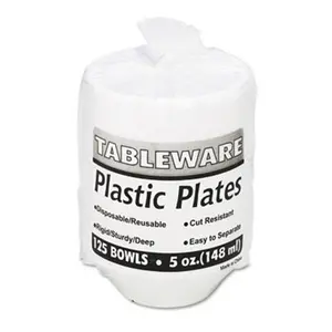 212 MAIN Disposable Plastic Round Bowls, 5 oz Small Round White Bowls, 125-Pack Disposable Dinnerware for Kitchen Use, Small Round Bowls