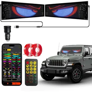 2-Pack 13.7x4in Demon Eye,  LED Soft Screen. 5V USB- for Easy Install, Controlled by APP & Remote. DIY Customizable, IP66 . Ideal for , Halloween, Bars, and Parties.
