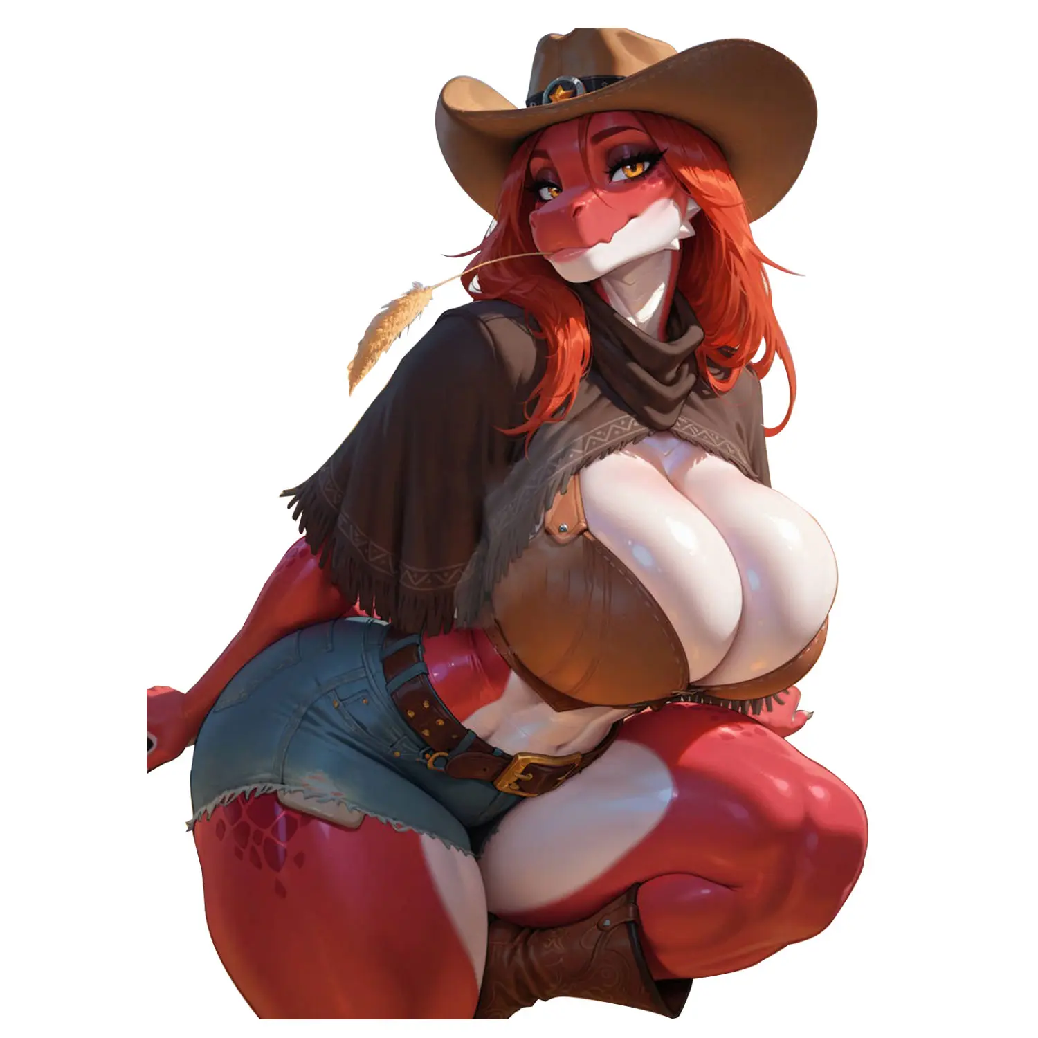 Western Dragon Cowgirl Sticker, Fantasy Rodeo Character Decal with Cowboy Hat and Rustic Style for Laptop, Water Bottle, Notebook, Phone Case