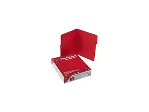 Smead 12740 Folders, Two Fasteners, 1/3 Cut Assorted, Top Tab, Letter, Red, 50/Box