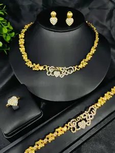 Elegant Xo Jewelry Set Zinc Alloy Necklace Earrings Bracelet Ring Four-Piece Wholesale, Classic Style Accessories