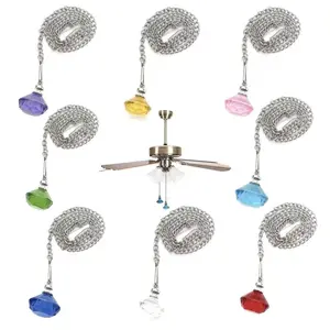 6 Ultra-Long Fan Pull Chain Extenders, Crystal 20 Inch Decorative Home Decor Chains, Durable Hanging Fans Accessories, Easy Installation, Hanging Decoration