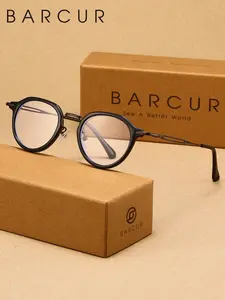 BARCUR Classic Retro Style Men'S And Women'S Anti Blue Light Glasses High Quality Eyewear With Oval Frame For Gaming, Reducing Blue Light While Watching Tv, Relieving Eye Fatigue, Branded Packaging, Black Metal Frames