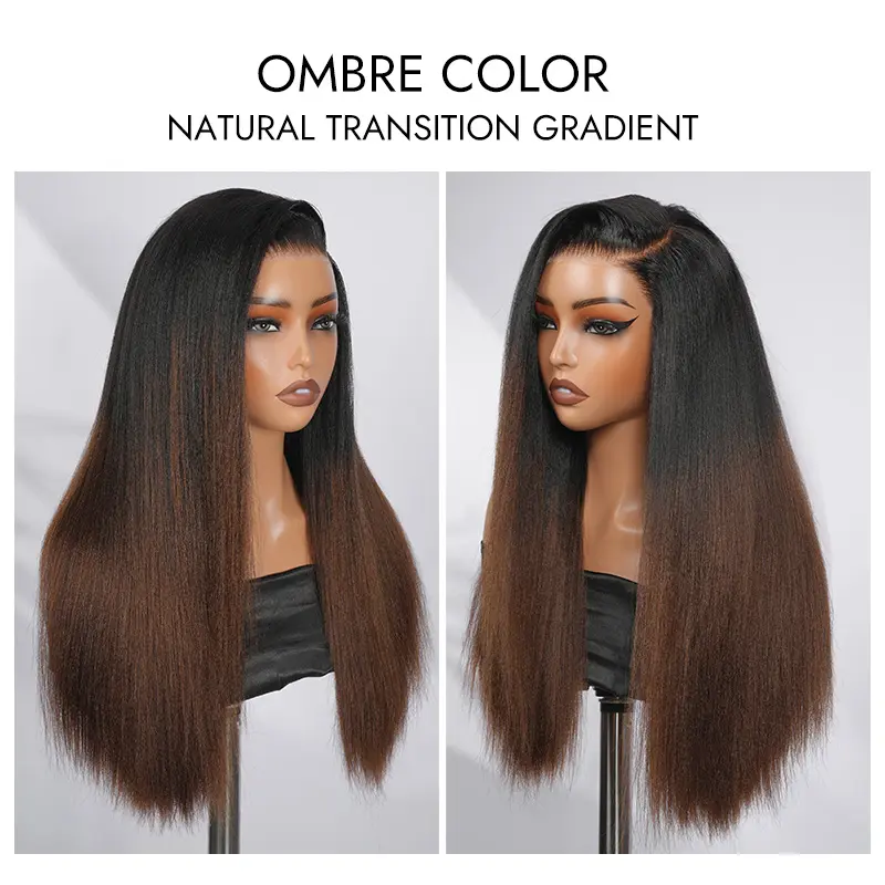 [New Sale] Wiggins Hair 250% Density Glueless Ombre Color Side Part Light Yaki Straight 13*6 Lace Front Wigs Human Hair Ready To Go Wig Beginners Friendly