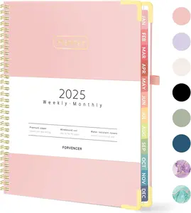 Forvencer 2025 Planner, Hardcover Weekly and Monthly Planner, January 2025 - December 2025, 8.5" x 11", Spiral Calendar Planner with Tabs, Exquisite Daily Organizer Notebook with Inner Pocket, Agenda Journal for Office Home School, A4 Size, Pink
