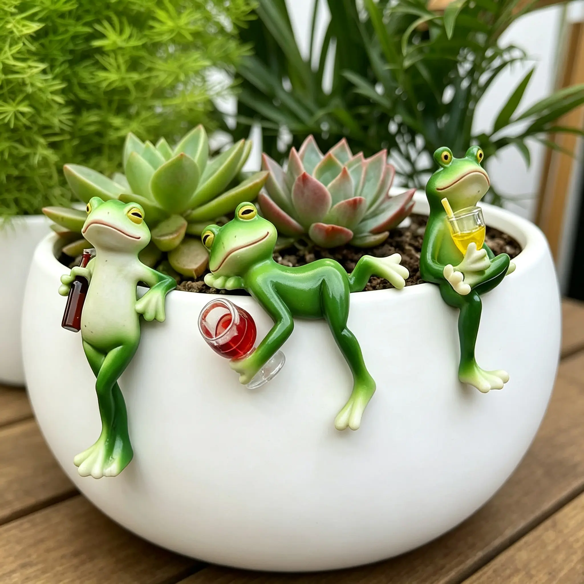 3pcs Resin Frog Ornaments Set - Hanging Sculptures with Detailed Textures, Indoor/Outdoor Garden Decor for Flowerpot, Terrace, Aquarium, Versatile Leisure & Outdoor Recreation Accent, Balcony, Enhance Your Space, Decorating My Apartment